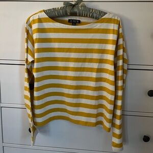 J.Crew Yellow and White Striped Boatneck Top